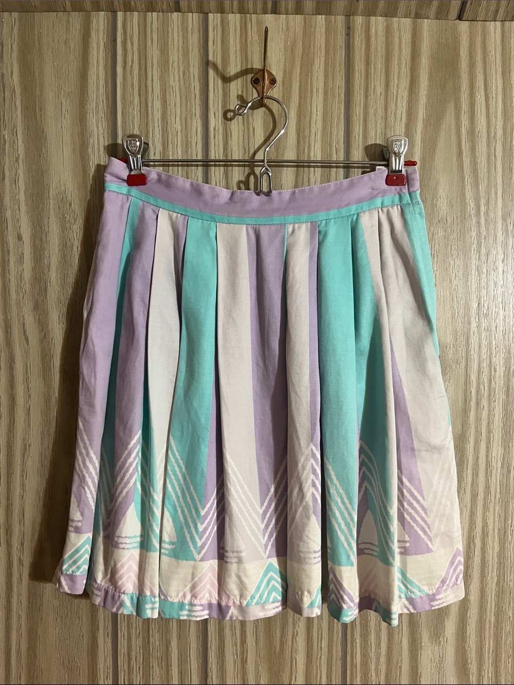 Vintage Linda Lundstrom Pastel Pleated Circle Skirt in blue, Lavender & White